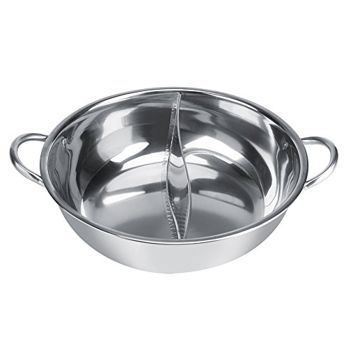 Chinese Hot Pot, zwei Zimmer Shabu-Shabu-Edelstahl-Topf Tiefer Topf für 4-5 Personen, verwendet mit Induktionsherd/Gasofen/Elektroofen/Keramikkochfeld - Silber(30cm) von Bewinner