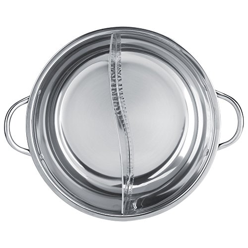 Chinese Hot Pot, zwei Zimmer Shabu-Shabu-Edelstahl-Topf Tiefer Topf für 4-5 Personen, verwendet mit Induktionsherd/Gasofen/Elektroofen/Keramikkochfeld - Silber(34cm) von Bewinner