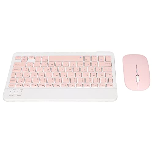 Kabellose Tastatur und Maus, 10 Zoll Bluetooth Tastatur Set, USB Aufladung, Ultradünne, Leise, Kabellose Tastatur mit 1600 DPI Maus für PC, Laptop (Rosa) von Bewinner