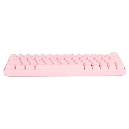 Mechanische Tastatur mit 64 Tasten, RGB-Hintergrundbeleuchtung, 3 Modi, Ergonomisches Layout, Knopfdesign, Kabellose Rosa Tastatur für OS Wins (Brauner Schalter) von Bewinner