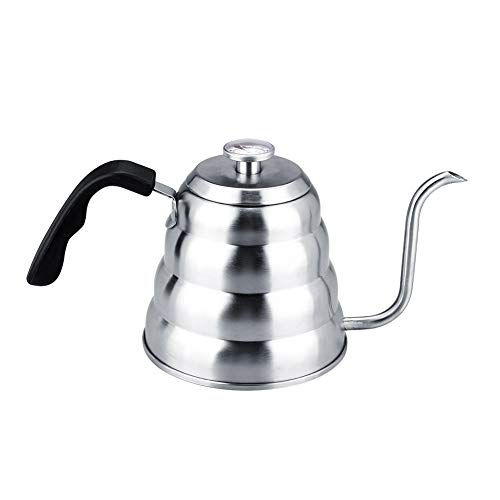 Bewinner 1.2L Kaffeekessel aus 304 Edelstahl mit Schwanenhals und Thermometer für Zuhause, Überkochkessel für Kaffee und Tee von Bewinner