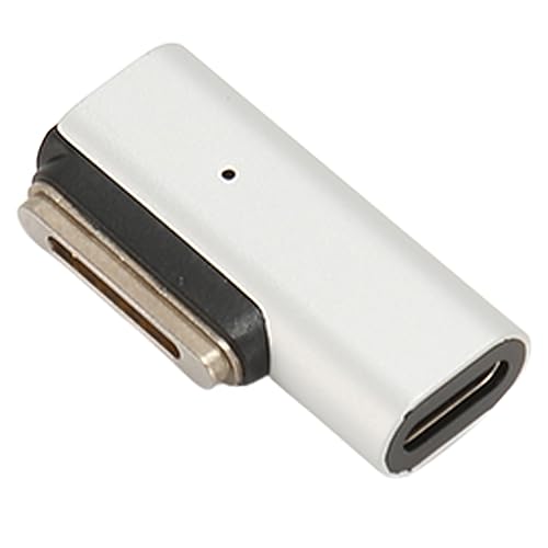 USB-C-zu-Magnet-T-Spitzen-Adapter, 140 W USB-C zu Magnetischem PD 100 W Power-Schnellladekonverter für Pro 2021 Air 2022 Pro 2023 Silber (Seitliche Biegung) von Bewinner