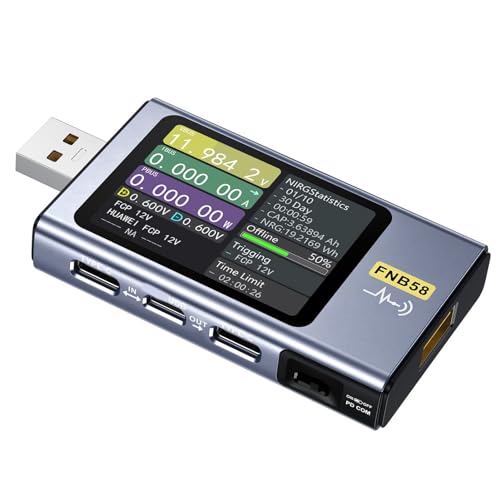 USB-Tester 4–28 V, 0–7 A, 0–140 W, USB-Wechselspannung, Strom, Leistungstester, Multimeter, Schnelle Ladeerkennung, Kapazitätsmessung mit 2,0-Zoll-HD-LCD-Bildschirm für PD2.0 PD3.0 von Bewinner