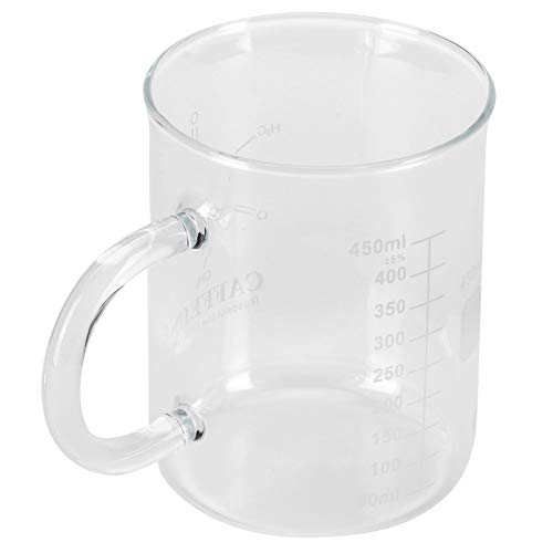 Wissenschaftlicher Koffeinbecher aus Glas, 16oz Koffeinmolekülbecher, 450 Ml Chemiebecher aus Borosilikatglas, Kaffeetassen, Koffeinmolekülbecher mit Henkel und Messbecher für Tee von Bewinner