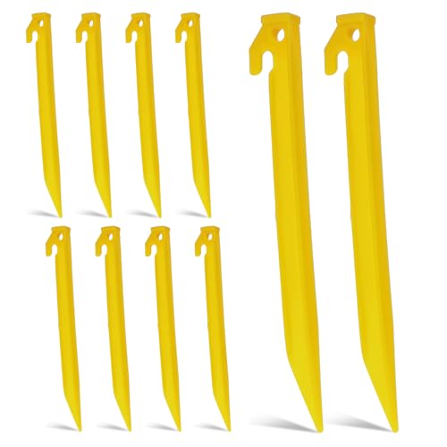 Bewudy 10 Stück Kunststoff Heringe, Erdnägel für Camping Zeltheringe mit Heringzieher-Loch Sandheringe 23cm Kunststoff Zeltnagel für Camping Garten Outdoor Strand von Bewudy