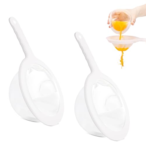 Bewudy 2 Stück Filter Siebe Set Mit Griff, 200 & 400 Mesh Feiner Filter Passiersieb Küchensieb Sieb Feinmaschig mit Rutschfesten Griffen, Geeignet zum Filtern von Sojamilch für Saft Milch Kaffee Tee von Bewudy