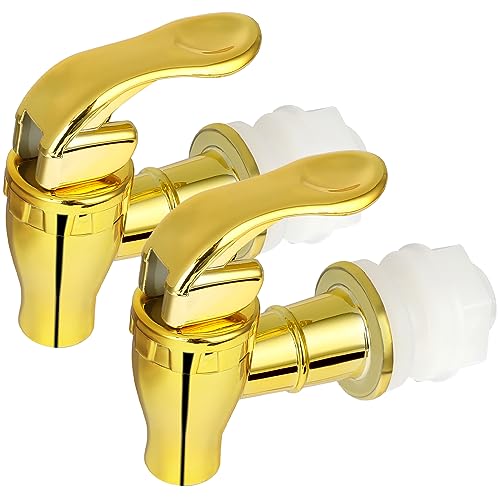 Bewudy 2 pcs Getränkespender Zapfhahn, Wasserspender Ersatz Zapfhahn Ersatz Wasserhahn geeignet für kalte und heiße Getränke Kaffee Saft Water Dispenser Faucet (Gold) von Bewudy