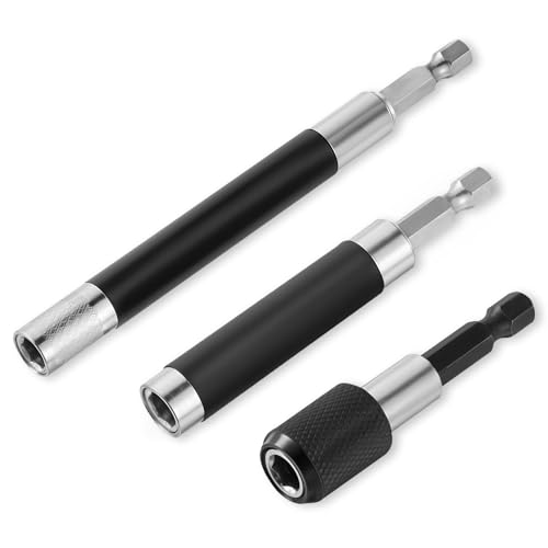 Bewudy 3 Stück Schnellwechsel Bithalter, 1/4" Magnetische Bit Verlängerung Bit Halter Dehnbar Bohrfutter Adapter Sechskantschaft Verlängerung für Bohrer Treiber Bits Handtreiber von Bewudy