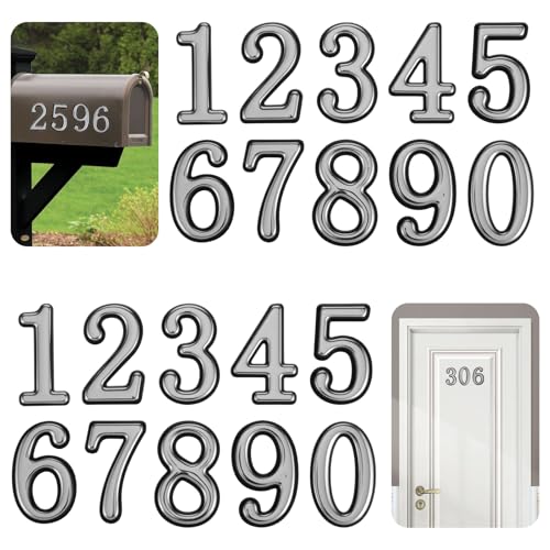 Bewudy 30 Stück Selbstklebende Türnummern, 3D Hausnummer Selbstklebend 5 cm Türnummer Hausnummer 0-9 Silber Türnummern Aufkleber Für Haus Restaurant Briefkasten Bewudy 30 Stück Selbstklebende Türnummern, 3D Hausnummer Selbstklebend 5 cm Türnummer Hausnummer 0-9 Silber Türnummern Aufkleber Für Haus Restaurant Briefkasten von Bewudy