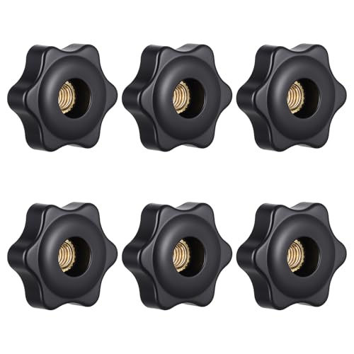 Bewudy 6 Stück Sterngriffmutter M6, Schwarz Rändelschraube Stern Muttern Äußerer Durchmesser 32mm, Sternform Kopf Klemmmutter mit Innengewinde für Anlagen Möbel Werkzeugmaschinen Fitnessgeräte von Bewudy