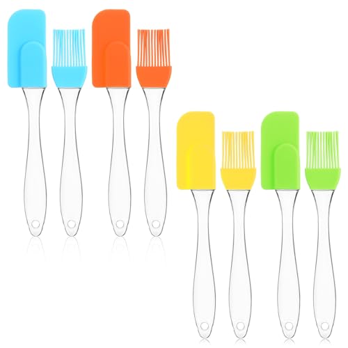 Bewudy 8 Stück Silikon Spatel Set, Silikon Backpinsel Antihaft Teigschaber Hitzebeständig SpatelKleiner Silikonschaber Teigschaber Set Zum Backen Kochen Und Rühren von Bewudy