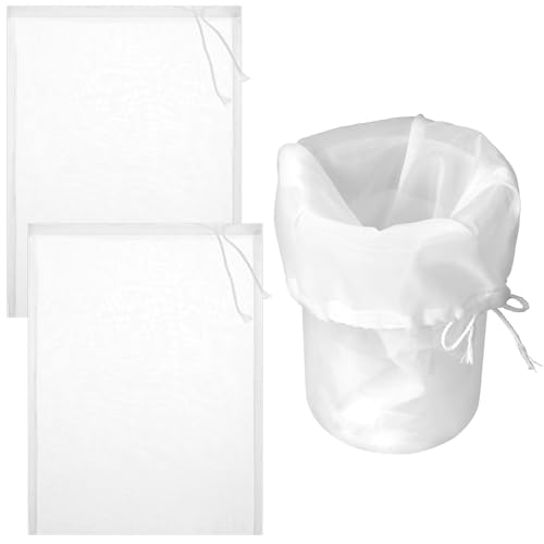 Bewudy Passiertuch, 3 Stück Filterbeutel Siebbeutel, 45 x 60 cm Passiertuch Wiederverwendbar Käsetuch Bio Waschbar Filterbeutel Mit Kordelzug Nut Milk Bag für Käse Fruchtsaft Kaffee Gemüsesaft von Bewudy