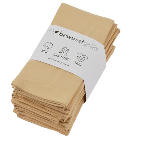 BewusstGrün® 6 Faire & Nachhaltige Stoffservietten + Faltanleitungen I 100% Bio-Baumwolle I 45x45 cm Beige von BewusstGrün