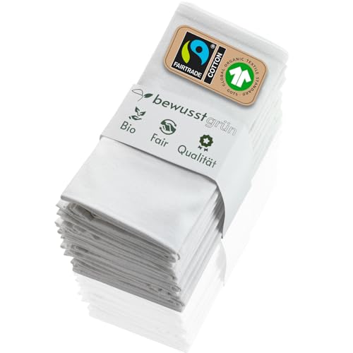 BewusstGrün® 6 Faire & Nachhaltige Stoffservietten + Faltanleitungen I 100% Bio-Baumwolle I 45x45 cm Weiß von BewusstGrün
