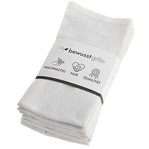 BewusstGrün® 6 Premium Stoffservietten Leinen + Faltanleitungen I 100% Leinen I 45x45 cm Weiß von BewusstGrün