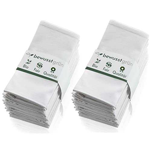 BewusstGrün - 24 Nachhaltige Stoffservietten weiß + Faltanleitungen I 45x45 cm I 100% Bio-Baumwolle - Aufwertung des Tisches für Anlässe und Alltag BewusstGrün - 24 Nachhaltige Stoffservietten weiß + Faltanleitungen I 45x45 cm I 100% Bio-Baumwolle - Aufwertung des Tisches für Anlässe und Alltag von BewusstGrün