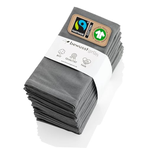 BewusstGrün I 12 Faire & Nachhaltige Stoffservietten + Faltanleitungen I 100% Bio-Baumwolle I 45x45 cm Grau BewusstGrün I 12 Faire & Nachhaltige Stoffservietten + Faltanleitungen I 100% Bio-Baumwolle I 45x45 cm Grau von BewusstGrün