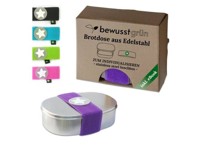 BewusstGrün Lunchbox DottyBox Edelstahl Brotdose mit Fächern für Kinder, BigBox, (Original DottyBox-System mit Klettband), Personalisierbare Brotdose für Kindergarten und Schule von BewusstGrün