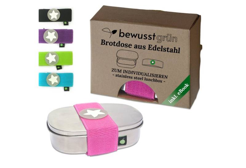 BewusstGrün Lunchbox DottyBox Edelstahl Brotdose mit Fächern für Kinder, BigBox, (Original DottyBox-System mit Klettband), Personalisierbare Brotdose für Kindergarten und Schule von BewusstGrün