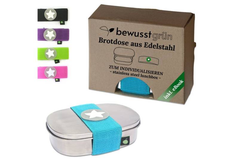 BewusstGrün Lunchbox DottyBox Edelstahl Brotdose mit Fächern für Kinder, DottyBox, (Original DottyBox-System mit Klettband), Personalisierbare Brotdose für Kindergarten und Schule von BewusstGrün