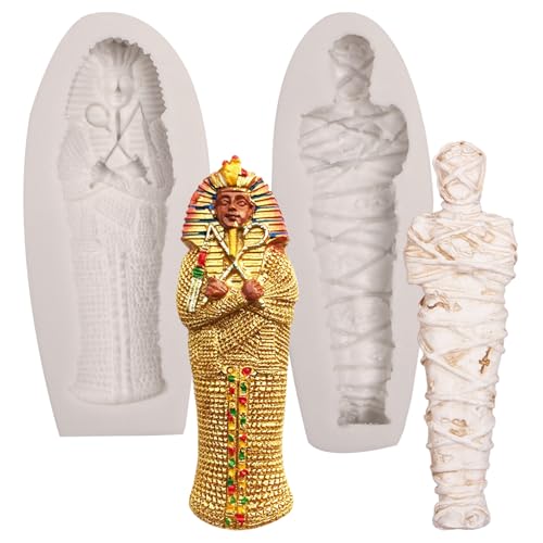 3D-Mumien-Silikonformen für Schokolade, ägyptische Pharaonen, Sphinx, Silikonformen für Fondant, ägyptische Kleopatra-Formen zum Dekorieren von Kuchen, Cupcake-Topper(TP078) von Bexal