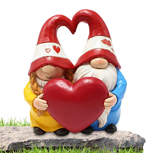 Bexdug 2 Pcs Wichtelpaar Figuren,Männlich-weiblicher Liebhaber Gartenzwerge | Harz Zwerg Paar Statue Ornament, lustige Gartenzwerg Geschenke für Weihnachten Valentinstag von Bexdug