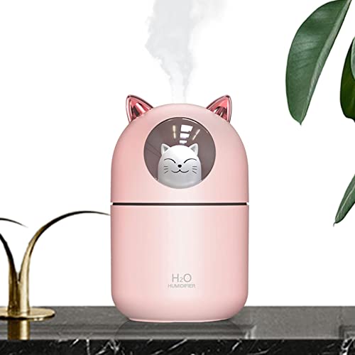 Bexdug Cool Mist Luftbefeuchter, 300 ml Aromatherapie-Diffusor in Katzenform, USB-Tischluftbefeuchter mit Nachtlicht für Pflanzen, Büro, Auto, Babyzimmer, leiser Betrieb von Bexdug