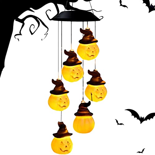 Bexdug Halloween Laterne Windspiel Licht | Kürbis-Schnur-Licht-Windspiele im Freien - LED Light Holiday Wind Chime für Indoor Outdoor Decor Halloween Garden Party von Bexdug