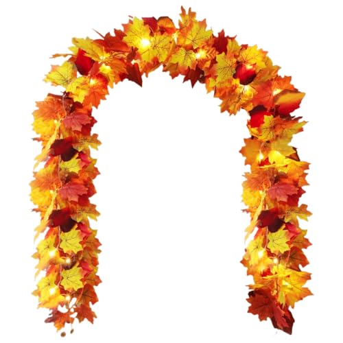 Bexdug Herbstgirlande Für Kamin - 175 Cm Herbst Deko Lichterkette | Innen Außen Hochzeit Party Halloween Vordertür Dekoration,Bauernhaus Deko Party Haustür Eingangsbereich Zuhause Kaminsims Tisch von Bexdug