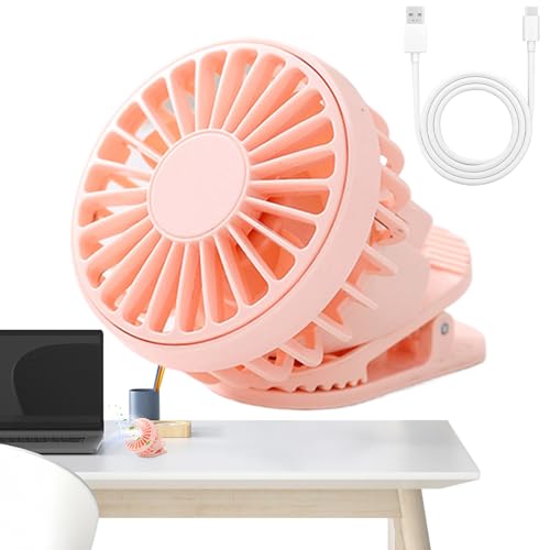 Bexdug Klemmventilator - Tragbarer Akku Ventilator Mit Stabilem Klemmfuß | Batteriebetriebener Wiederaufladbarer Persönlicher Kühllüfter Tragbar Mit 3 Geschwindigkeitsstufen Für Kinderbett Golf Bett von Bexdug