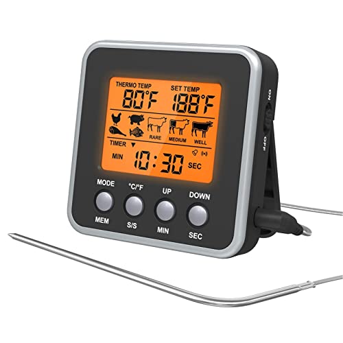 Bexdug Kochthermometer für Fleisch,Sofort ablesbares Fleischthermometer zum Kochen von Grillöfen - Batteriebetriebenes magnetisches BBQ-Thermometer zum Kochen von Truthahnfleisch von Bexdug