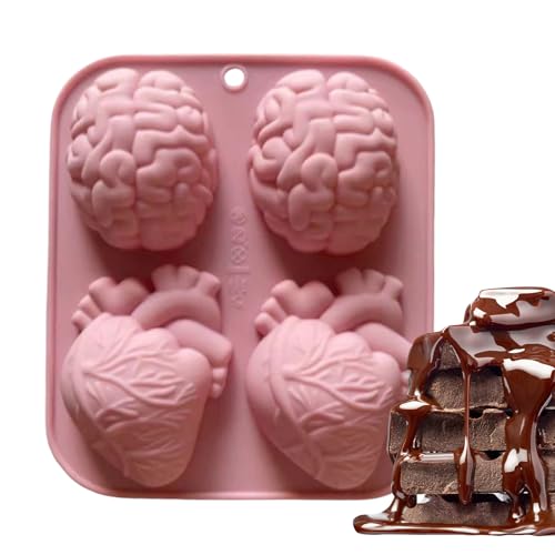Bexdug Menschenherz Silikonform - 4-Fach Realistische 3D Gehirn Herz Kerzen Gussformen | Werkzeug Für Bastelarbeiten Muffin Seife Schokolade Dessert Bexdug Menschenherz Silikonform - 4-Fach Realistische 3D Gehirn Herz Kerzen Gussformen | Werkzeug Für Bastelarbeiten Muffin Seife Schokolade Dessert von Bexdug