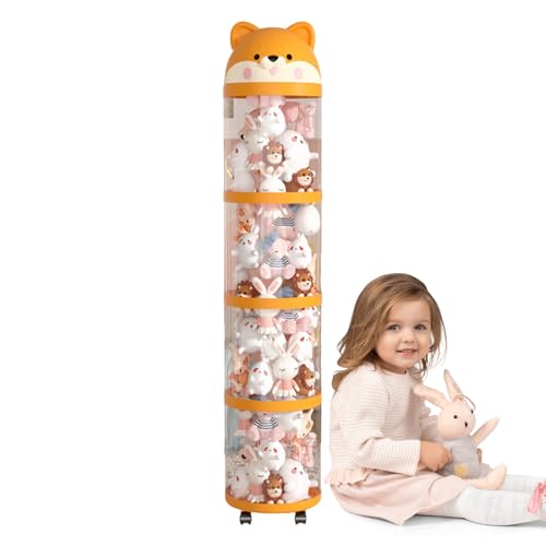 Bexdug Plüschtier Halter - Plüschtier Aufbewahrung Organizer Turm | Großraum Behälter Mit Rädern, Klare Röhre Raumdekoration Aufbewahrung Für Wohnzimmer Kinderzimmer von Bexdug