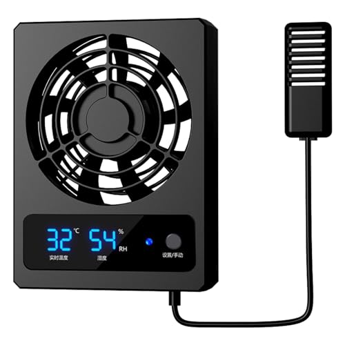 Bexdug Reptilien-Ventilator | Smart Reptile Temperatur- und Luftfeuchtigkeitsmesser mit LED-Anzeige - Effizienter Kühlventilator, langlebiger Ventilator für Schlangen, Regenwald-Terrarium, Vivarium von Bexdug