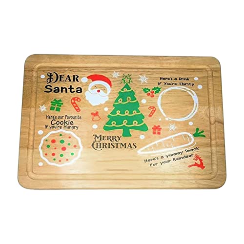 Bexdug Santa Cookie Tablett aus Holz - Santa Tablett Milch und Kekse | Teller, Unterlage, Weihnachtsteller, Weihnachtsteller, Weihnachtsmann, Milch- und Kekstablett für Kinder, Weihnachtsbedarf von Bexdug