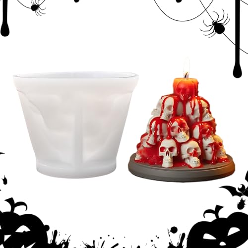 Bexdug Silikon Schädel Kerzenform | Schädelberg Wachskerzen Herstellungsformen | Halloween Party Tischdekoration Basteln Wohnkultur Für Wohnzimmer Schlafzimmer Küche Balkon von Bexdug