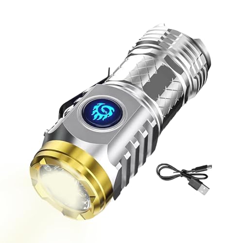 LED Flashlights High Lumens Rechargeable, Three-Eyed Flash Super Power Flashlight, umens Super Bright Flashlight, Rechargeable Flashlight with 5 Modes, Powerful Handheld Flashlight von Bexdug