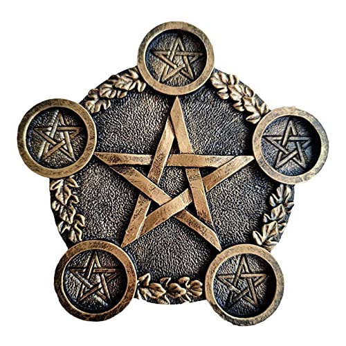 Pentagram Candle Holders,Candlestick Candle Plate Witchcraft Altar Supplies With 5 Holders,Pentacle Altar Plate Altar Holders Decor For Candles Tarot Cards Divination Ceremony,candles Altar Holder Wit von Bexdug
