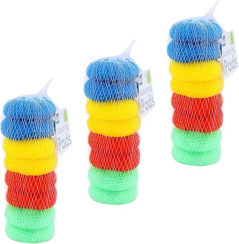 16 x kratzfeste Nylon-Scheuerschwämme – langlebige, runde Küchenschrubber in 4 Farben – sicher für antihaftbeschichtetes Kochgeschirr – 6,3 cm Durchmesser – Reinigungspads für verschiedene Oberflächen 16 x kratzfeste Nylon-Scheuerschwämme – langlebige, runde Küchenschrubber in 4 Farben – sicher für antihaftbeschichtetes Kochgeschirr – 6,3 cm Durchmesser – Reinigungspads für verschiedene Oberflächen von Bexter