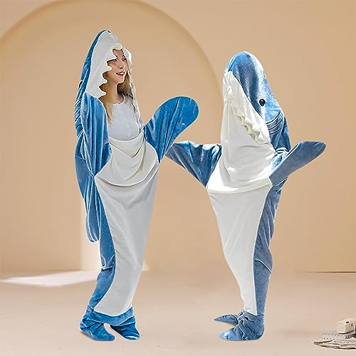 Hai Decke Erwachsene Shark Blanket Zum Anziehen Flanell Hai Decke Schlafsack Superweicher Sofa Kuscheldecke Hai Decke Tragbare Shark Blanket Hoodie Adult Hai Decke Geschenk für Teenager, Erwachsene von BeyBoss