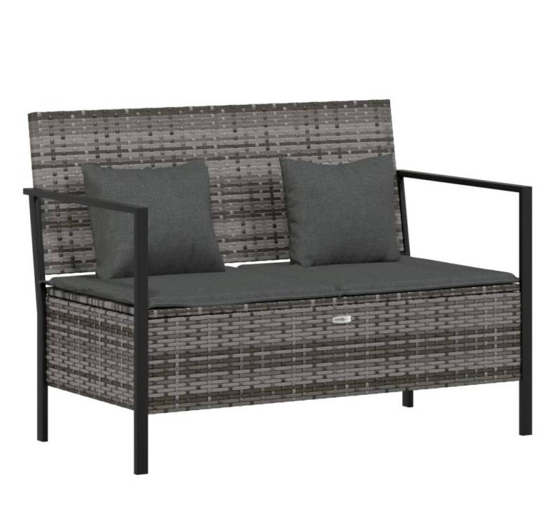 Beyamis Gartenbank Beyamis Gartenbank 2-Sitzer mit Kissen Schwarz Poly Rattan von Beyamis