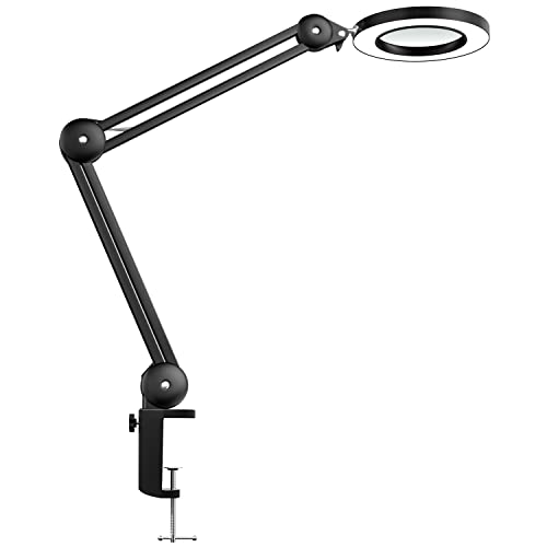 Beyamz LED Lupenleuchte Lupenlampe Arbeitsplatzlampe Kosmetiklampe, 5 Dioptrien, mit Linse mit 125 mm Durchmesser; mit Dimmbaren 3-Farben-Modus-Leuchten von Beyamz