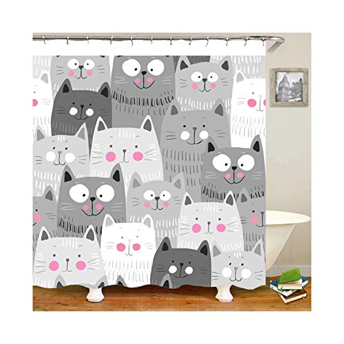Beydodo Bad Vorhang für Badezimmer, Badvorhang Katze Lustiger Duschvorhang Anti-Schimmel 180X200 cm von Beydodo