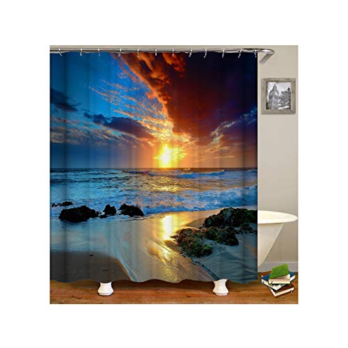 Beydodo Badezimmer Duschvorhang 150x200 cm Sonnenaufgang am Meer Badvorhang Anti-Schimmel Beydodo Badezimmer Duschvorhang 150x200 cm Sonnenaufgang am Meer Badvorhang Anti-Schimmel von Beydodo