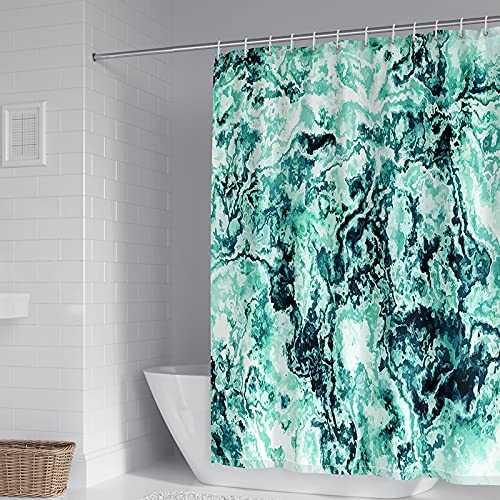 Beydodo Badezimmer Vorhang Wasserdicht 165x180, Duschvorhang Antischimmel Polyester Waschbar Grün Marmor Muster von Beydodo