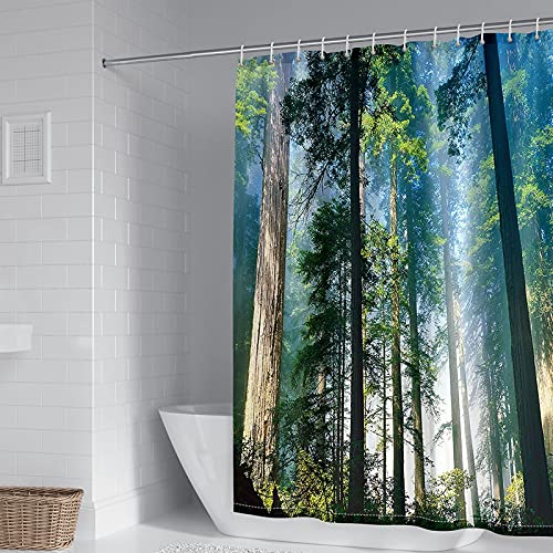 Beydodo Badezimmer Vorhang Wasserdicht 90x180, Duschvorhang Antischimmel Polyester Waschbar Natur Motiv Wald Muster von Beydodo