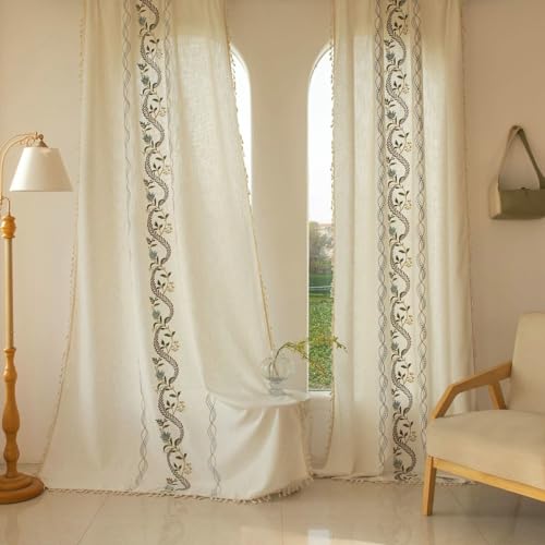 Beydodo Blickdichte Gardinen mit Haken 2er Set 140x280CM, Verdunkelungsvorhänge Beige Leinenoptik Stickerei mit Blätter Muster Modern Vorhänge Jugendzimmer Kinderzimmer Schlafzimmer Beydodo Blickdichte Gardinen mit Haken 2er Set 140x280CM, Verdunkelungsvorhänge Beige Leinenoptik Stickerei mit Blätter Muster Modern Vorhänge Jugendzimmer Kinderzimmer Schlafzimmer von Beydodo