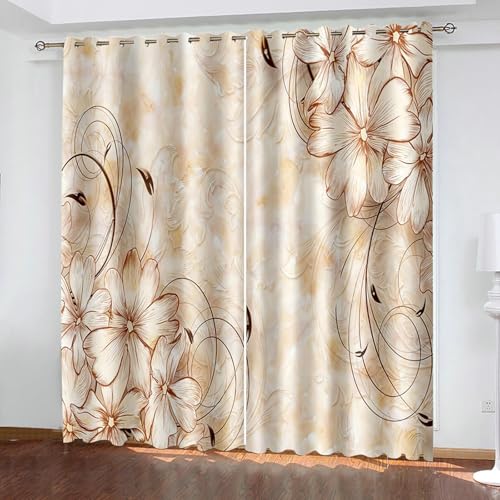 Beydodo Blickdichte Vorhänge 2er Set 137x244CM, Gardinen Verdunkelnd mit Ösen Landhausstil Blumen Filigran Verdunklungsvorhänge Schlafzimmer Wohnzimmer von Beydodo