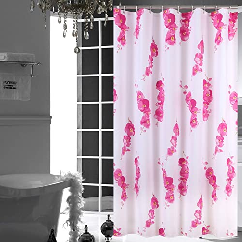 Beydodo Duschvorhänge 200x200, Duschvorhang Antischimmel Wasserdicht mit Rosa Geblümt Muster Duschvorhänge Waschbar Polyester für Badewannen von Beydodo