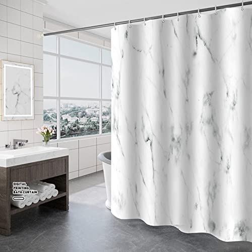 Beydodo Duschvorhang 280x200, Duschvorhänge Waschbar Stoff Badvorhange Weiß mit Marmor Muster Duschvorhang Antischimmel für Dusche von Beydodo